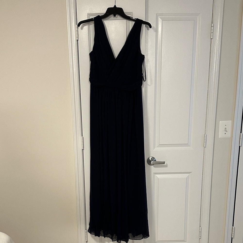Dessy Collection Navy Sleeveless Bridesmaid  Gown